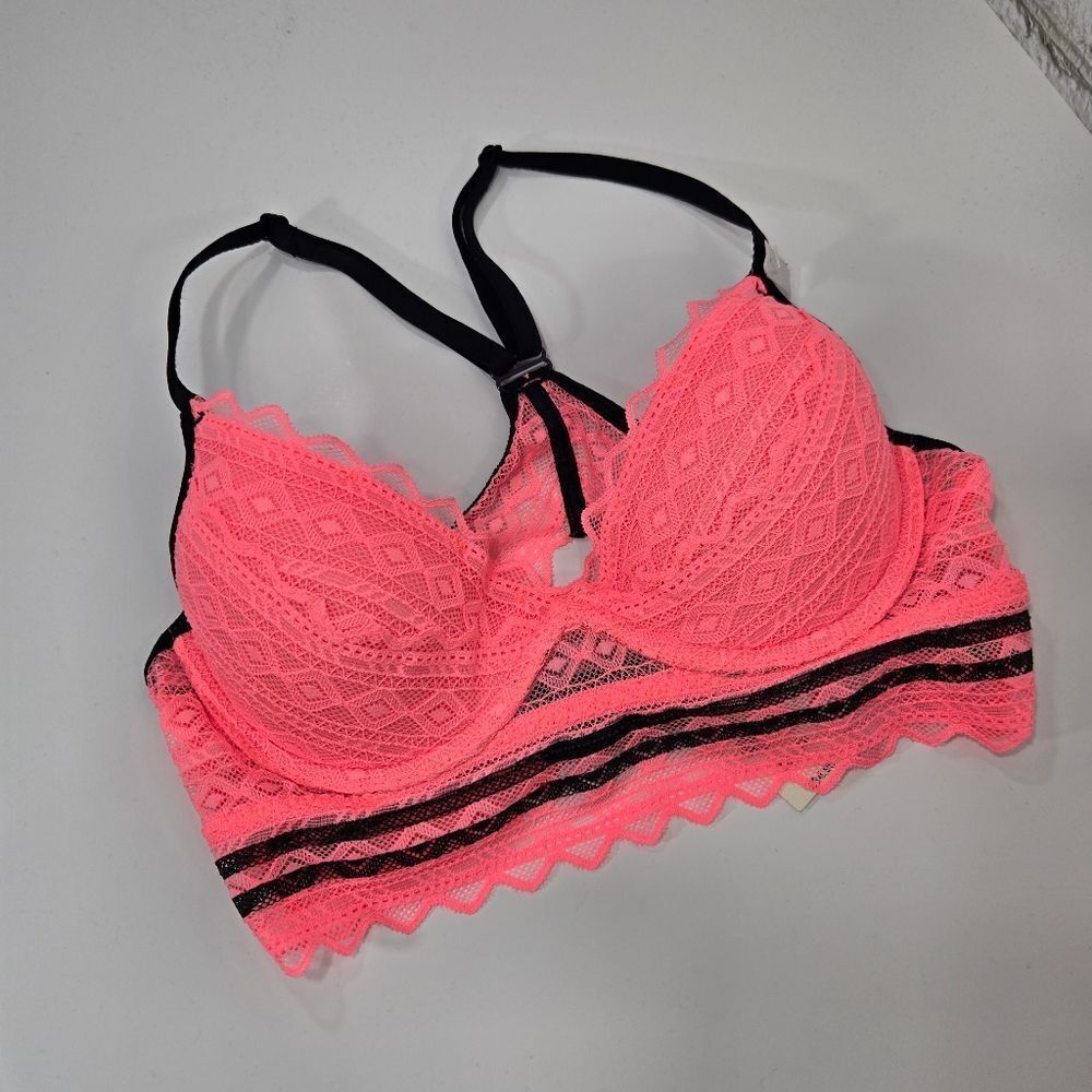 NWT PINK V. Secret racerback bright pink bra - Picture 2 of 15